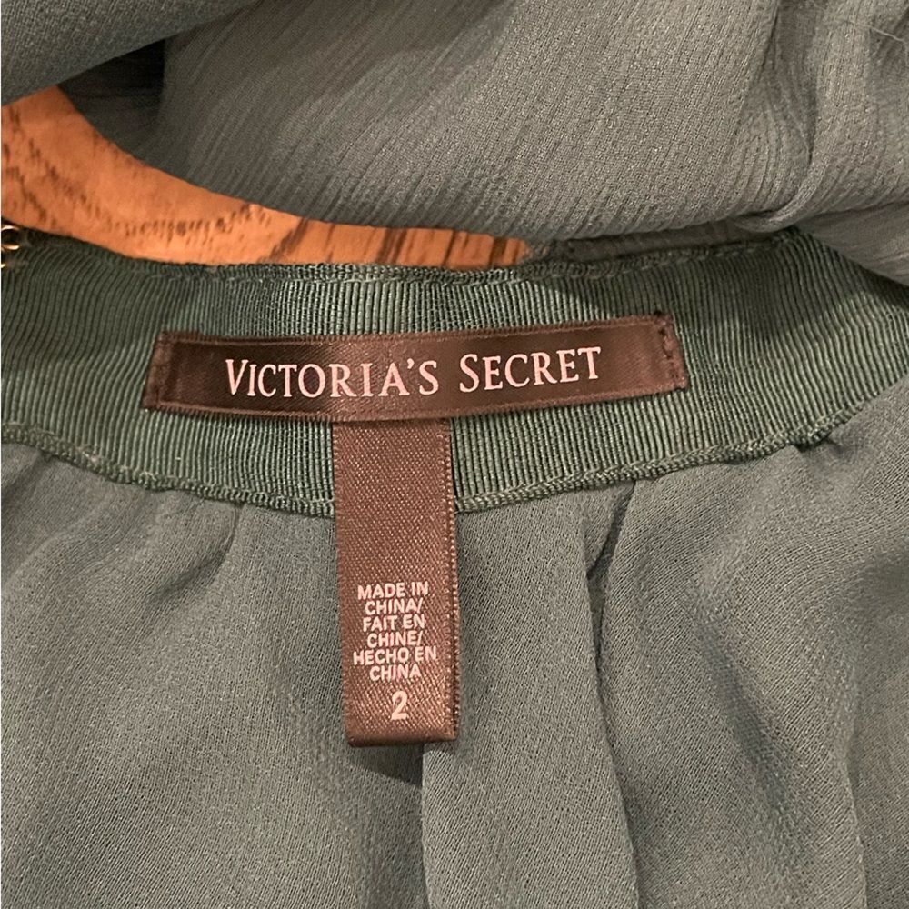 Y2K Victoria's Secret Forest Green Lace Halter Open Back Mini Dress 2 Feminine - Picture 9 of 11